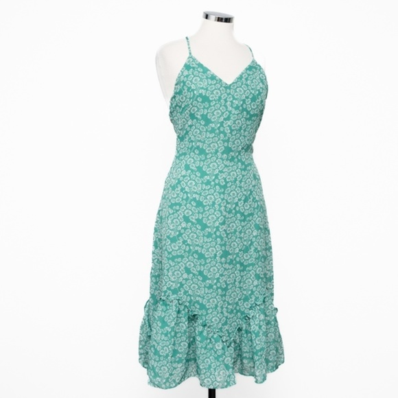 LULU'S. Green Floral Print Midi Dress - Picture 13 of 14